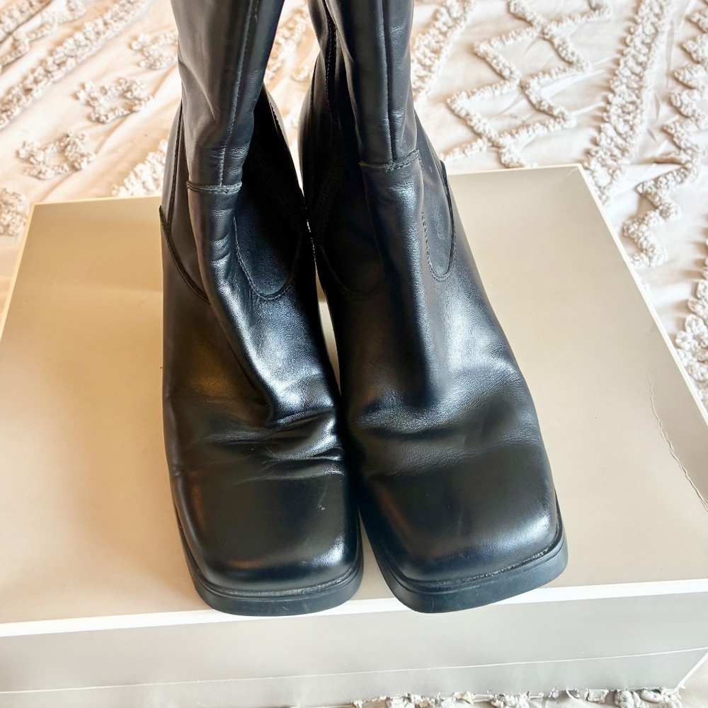 Tommy Hilfiger Black Leather Boots, Size 9 - Picture 2 of 6